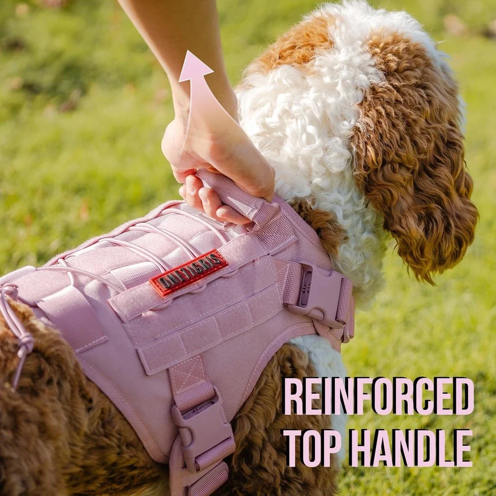 OneTigris Tactical Dog Harness Vest Pink Medium No-Pull Service Dog Training